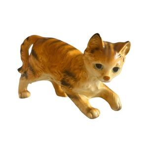 Vintage Japan Shafford Porcelain Tabby Cat 5" Figurine Kitty Orange Stripe #1821